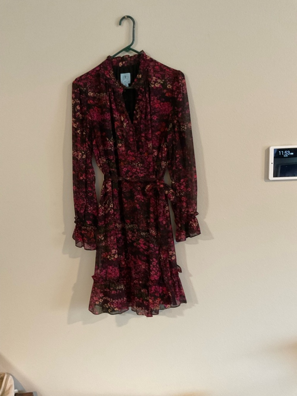 Dillards Cece Floral Print Dress in Black and Pink
